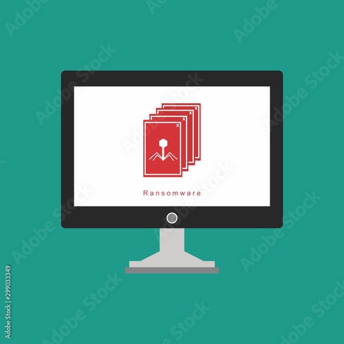 Bug in computer icon, error, bug or scam detected, thread, malware scan, Malware on computer display, Virus computer bug icon, Simple design