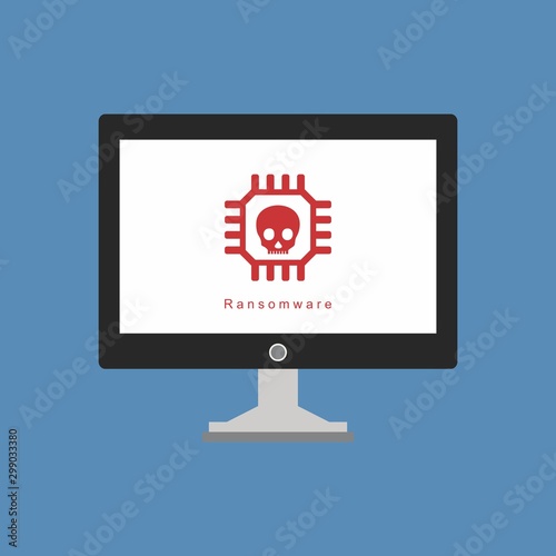 Bug in computer icon, error, bug or scam detected, thread, malware scan, Malware on computer display, Virus computer bug icon, Simple design