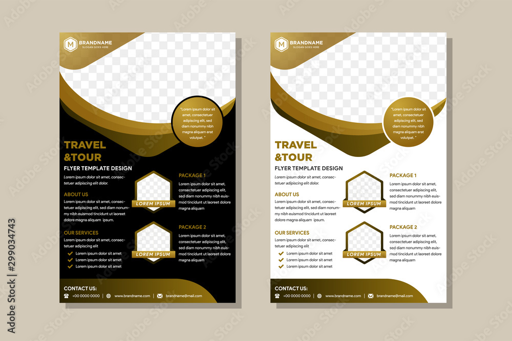 Cover design of the black and white color with gold elements. Flyer