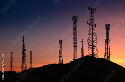 Signal and communication towers have a royal background such as the fall