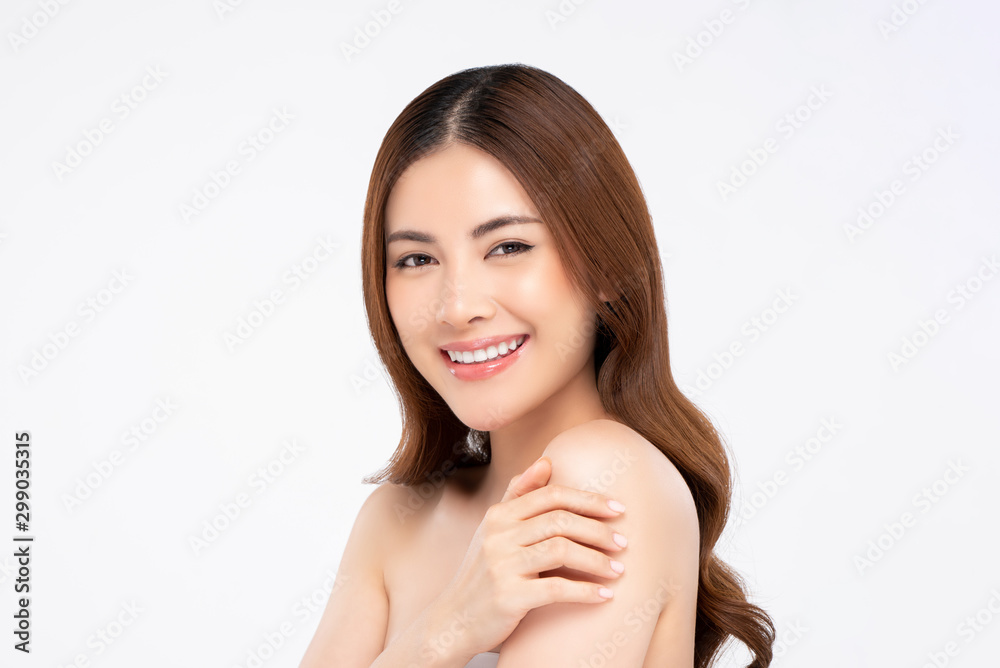 Smiling Asian woman for beauty and skin care concepts Smiling Asian woman for beauty and skin care concepts