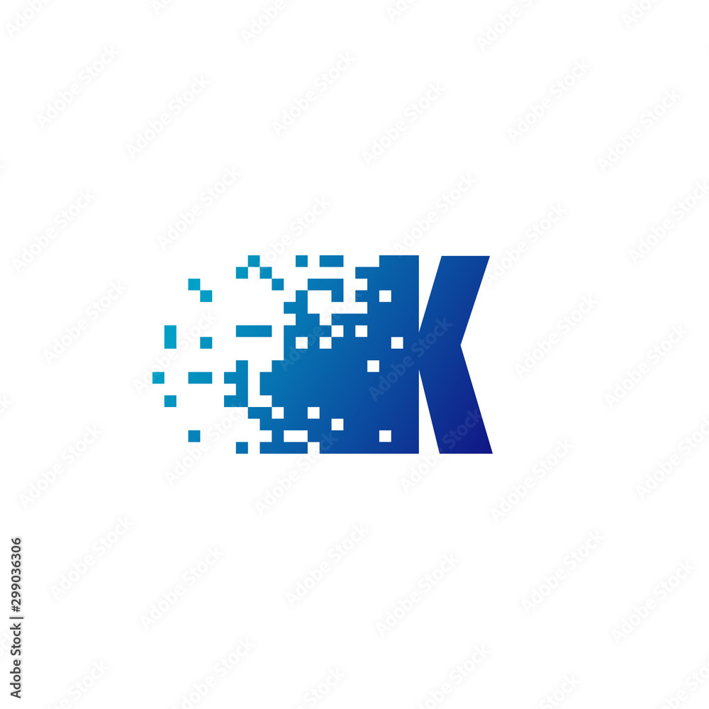 Letter K Pixel Logo, Fast Moving K Logo Letter K Pixel Logo, Fast Moving K Logo