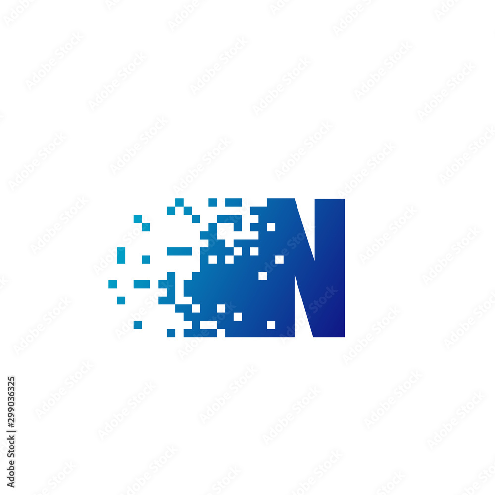 Letter N Pixel Logo, Fast Moving N Logo Letter N Pixel Logo, Fast Moving N Logo