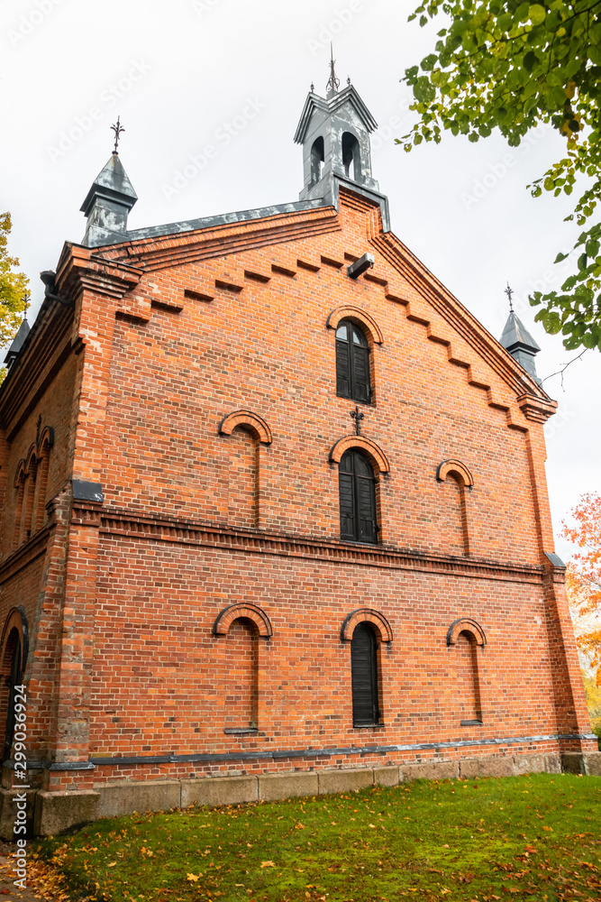 Loviisa, Finland - 7 October 2019: The brick building on Manor House Malmgard.