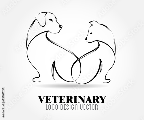 Cat and dog logo sketch vector image design