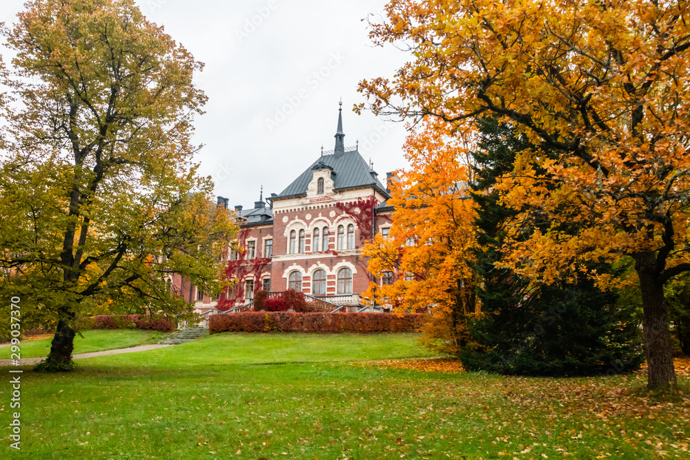 Loviisa, Finland - 7 October 2019: The Manor House Malmgard.