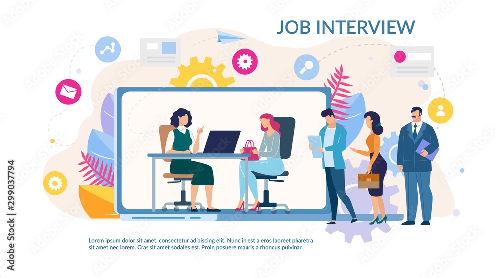 Online Job Interview Service Trendy Flat Webpage