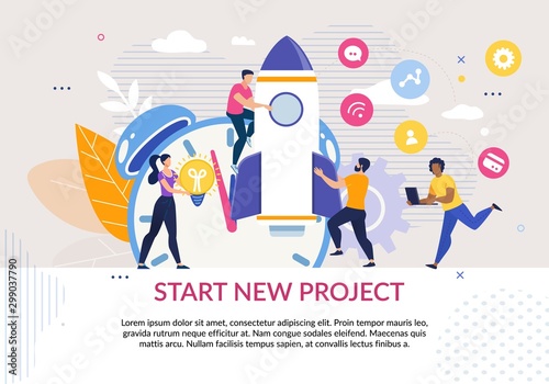Start New Project Motivation Poster in Flat Design
