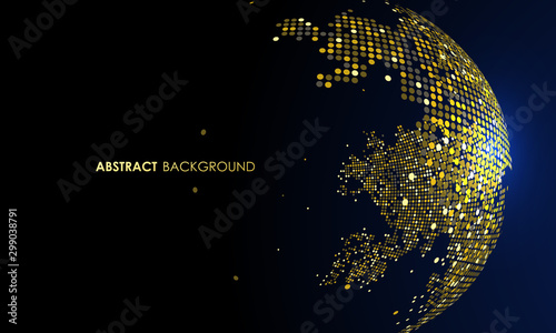 The golden dots make up the world, symbolizing the thriving world economy, vector illustration #299038791