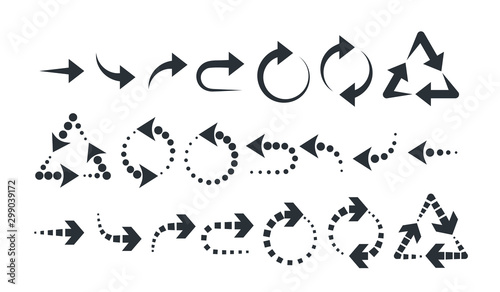 flat vector image on white background  set of dynamic arrows