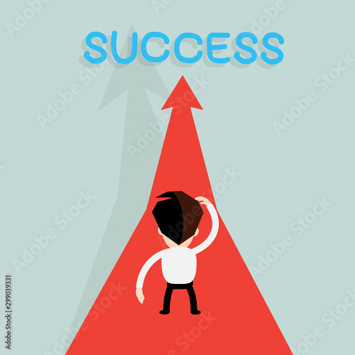 PrintBusinessman walking on the red arrow street to success.