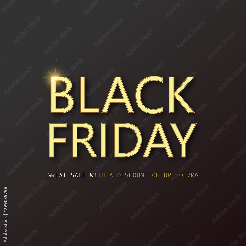 Black Friday sale card with golden confetti text on black. Vector Black Friday sale card with golden confetti text on black. Vector