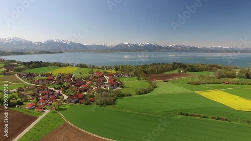 Aerial View to Chiemsee, near by Chieming, Bavaria, Germany photo