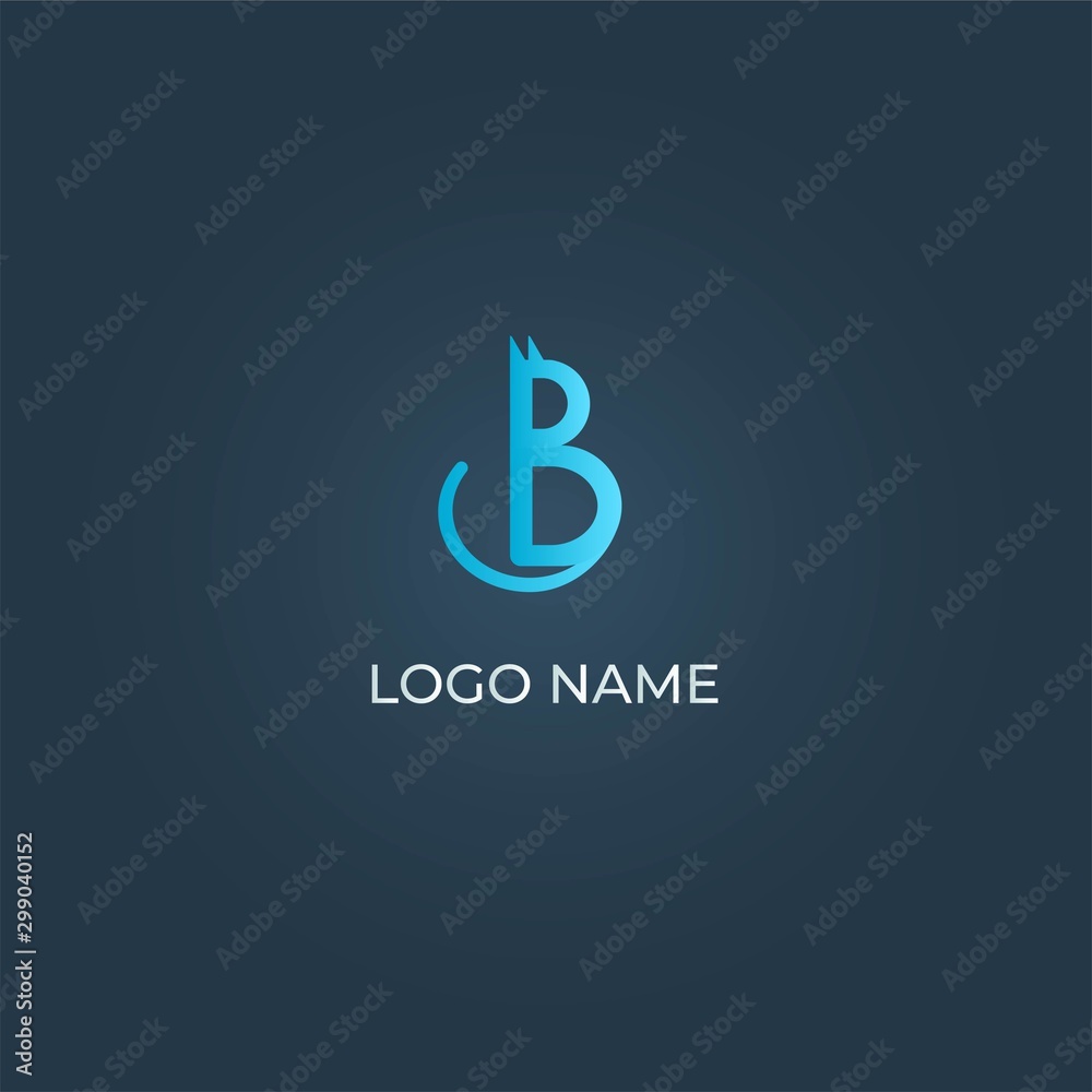 Obraz premium B alphabet cat logo design vector
