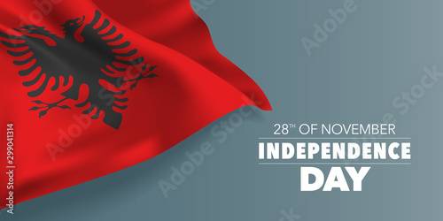Albania independence day greeting card, banner with template text vector illustration