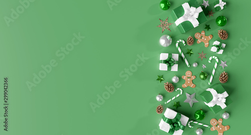 Christmas white background with christmas balls and decoration - 3d rendering