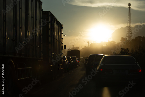 Traffic jams on the  dusty road © jerd nakata