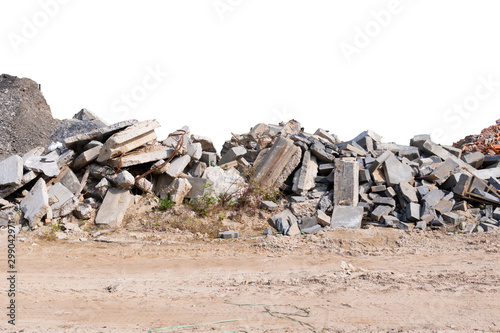 construction debris garbage bags, garbage bricks, a pile of rubble and material from a demolished house