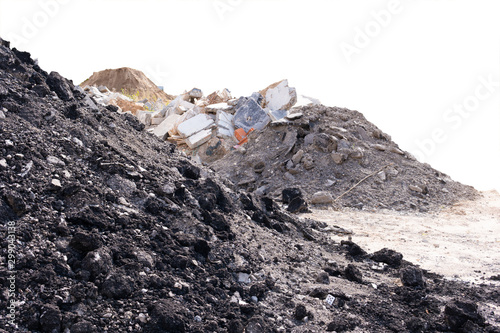 construction debris garbage bags, garbage bricks, a pile of rubble and material from a demolished house