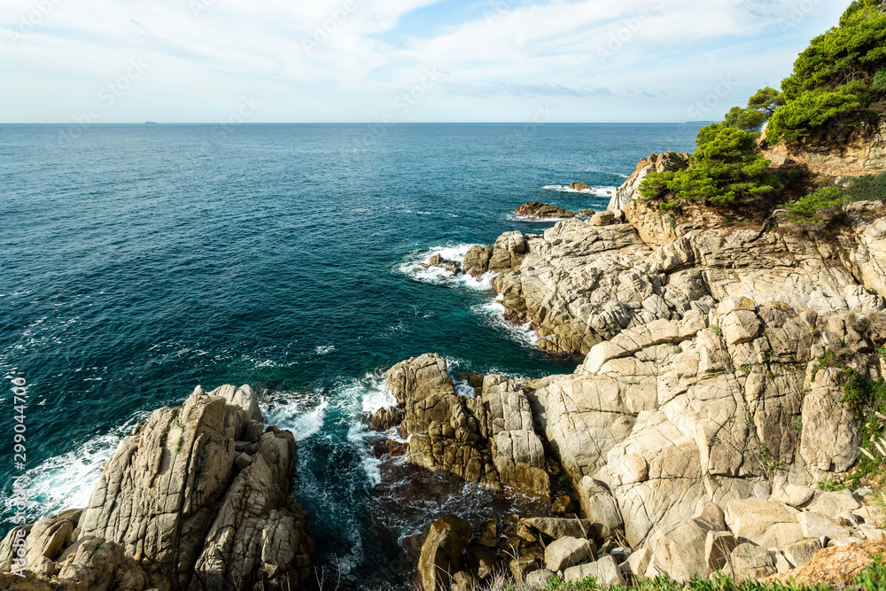 Mediterranean sea rocks over sea landscape