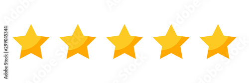 five rating stars icon for review product internet website and mobile application on white backgrond vector