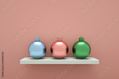 abstract christmas ball minimal pink background christmas holiday new year concept. 3d rendering