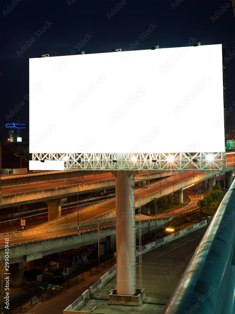 Blank billboard for advertisement at twilight