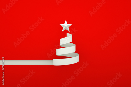 Christmas tree and star on paper. 3d rendering