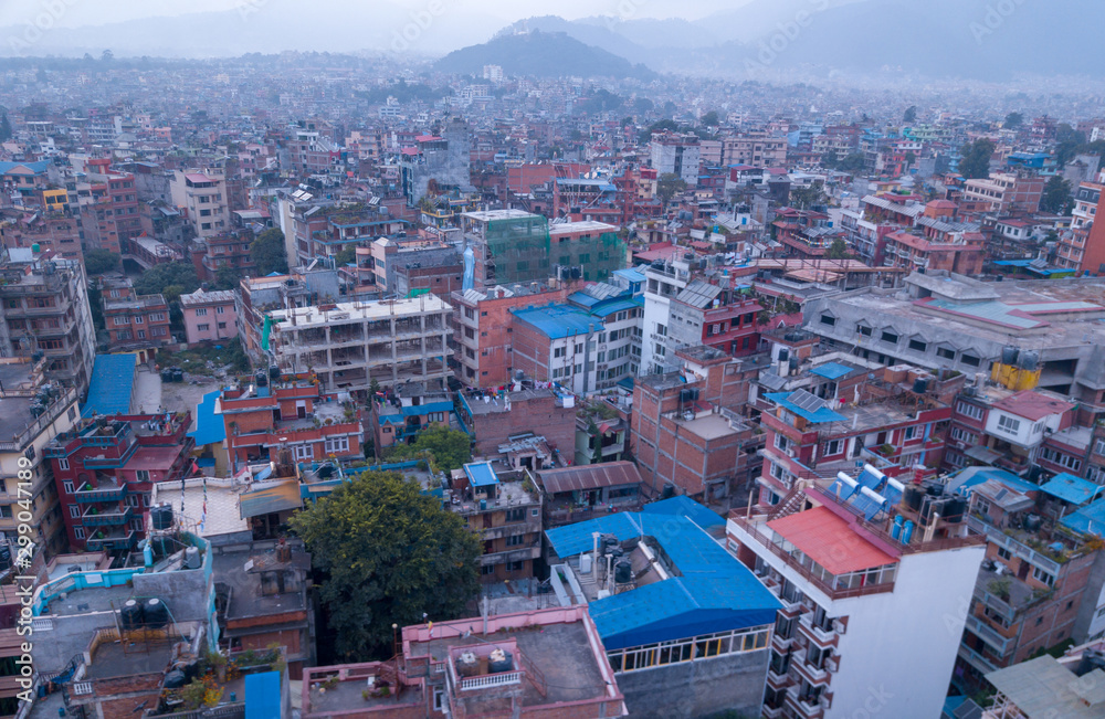 AERIAL: Above the Kathmandu city . Nepal
