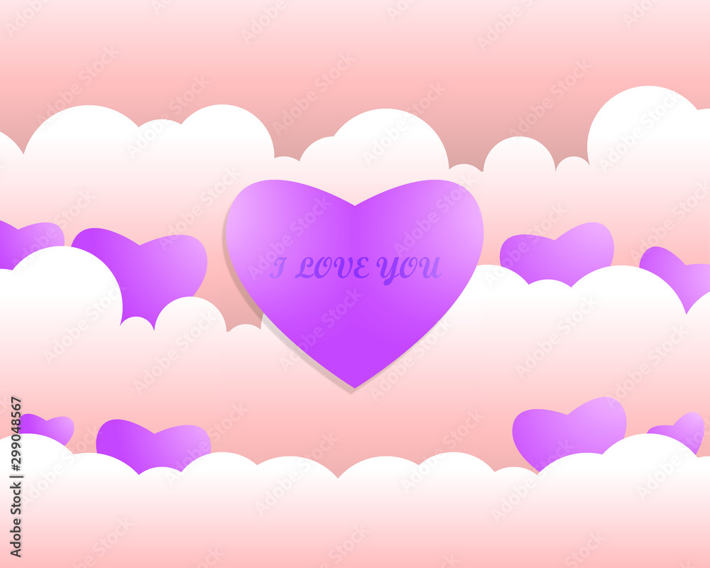 Valentine background with pink hearts symbol