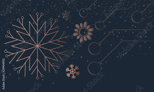 Merry Christmas greeting card design with stylized christmas ball on blue background. Vector illustration