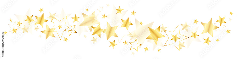 Bordüre Große Und Kleine Glänzende Stern Gold Stock Vector