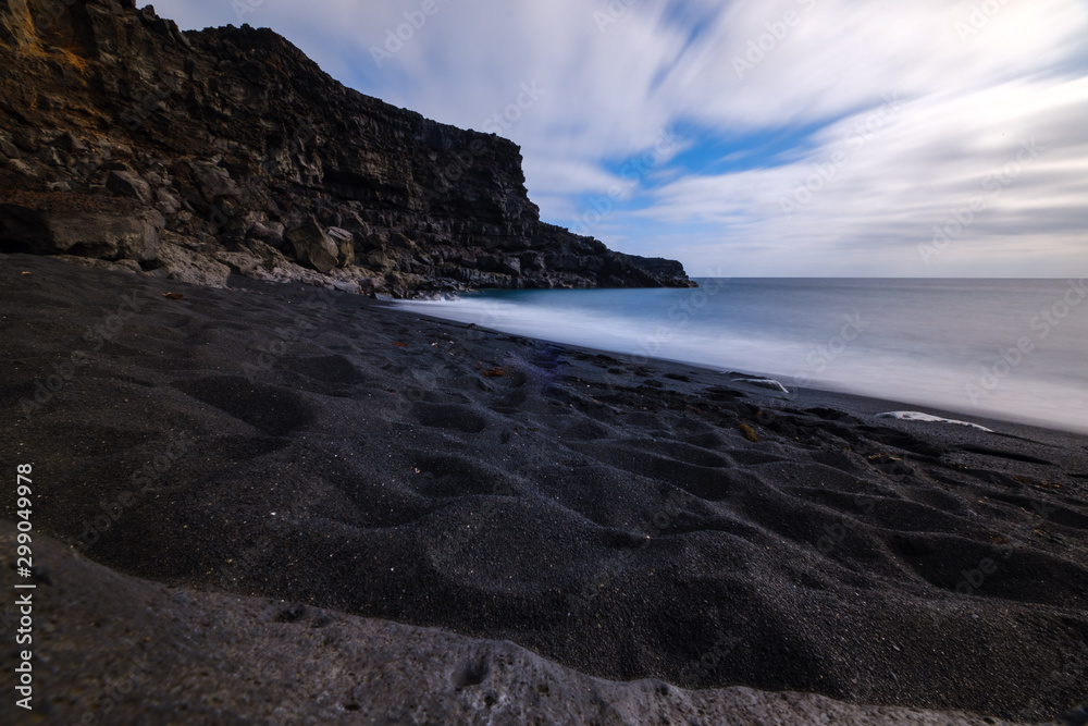 Playa del Paso volcanic coastal path in Timanfaja National park near El Golfo