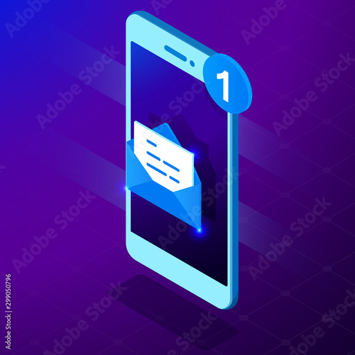 New phone notification. Income message. Notification on phone screen. Vector illustration.