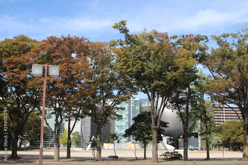 The Science Museum seen from the park in Nagoya