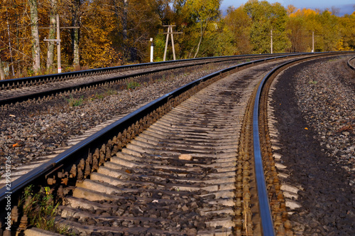 An autumn landscape with a railroad photo