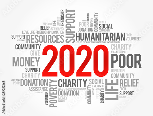2020 help word cloud collage, social concept background