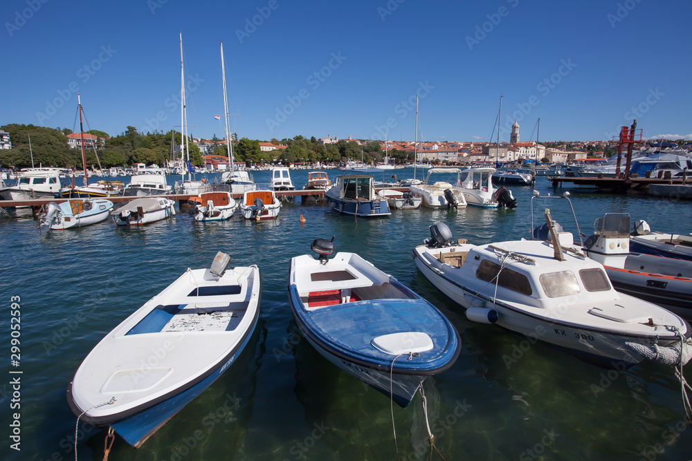 View over the harbor to the town of Krk,, island Krk, Kvarner Gulf, Adriatic Sea, Croatia