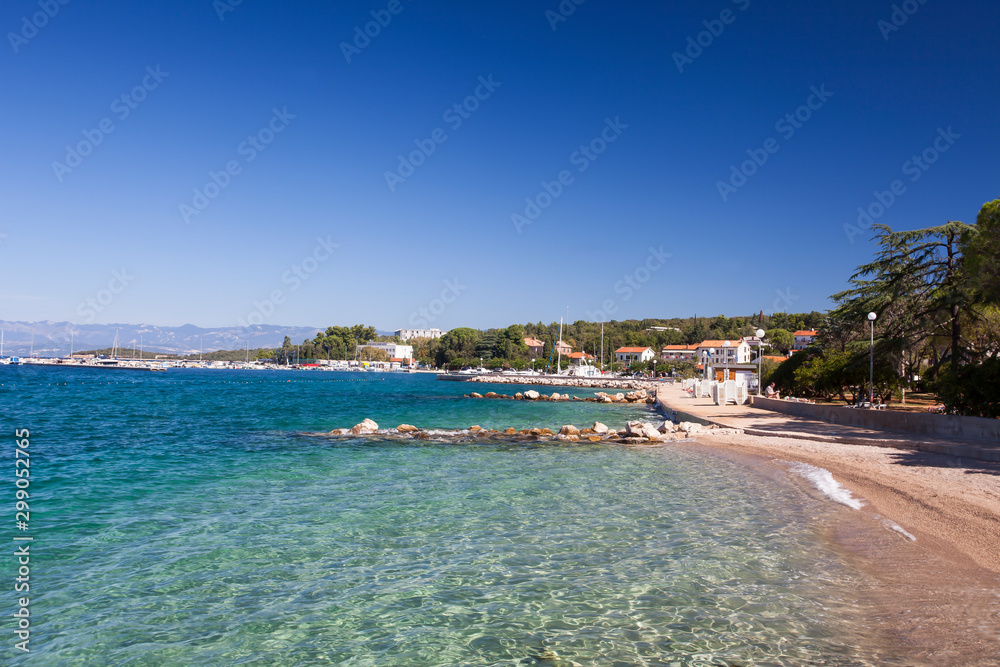 Beach of Malinska, island of Krk, Croatia, Kvarner Gulf, Adriatic Sea, Croatia