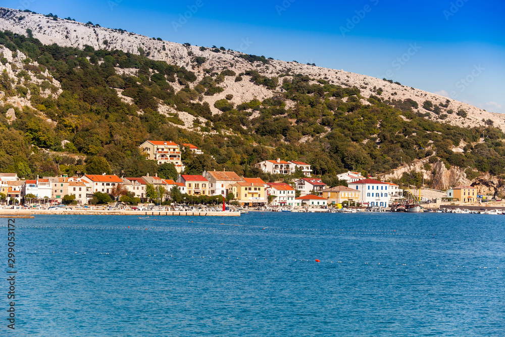Bay and the port of Baska, Krk, Kvarner Bay, Adriatic Sea, Croatia
