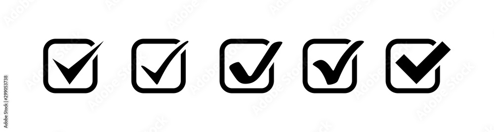 Check Mark collection. Check Mark black vector icons in a row, isolated on white background. Check Marks vector icons in square. vector Check Mark collection. Check Mark black vector icons in a row, isolated on white background. Check Marks vector icons in square. vector