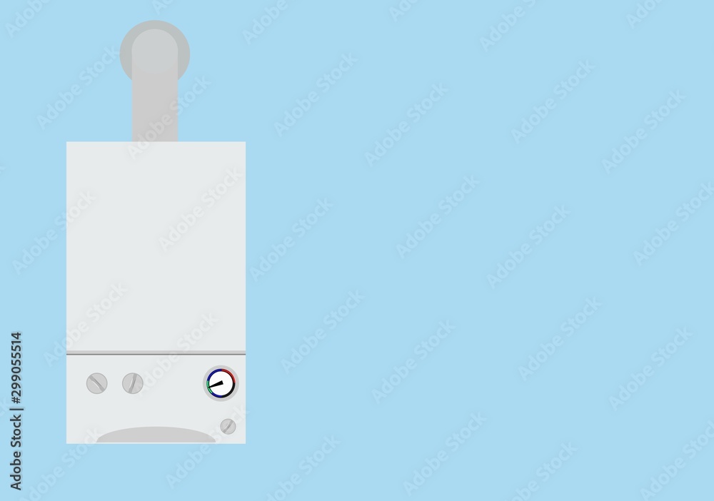 modern gas boiler on a blue background, saving energy and cash modern gas boiler on a blue background, saving energy and cash