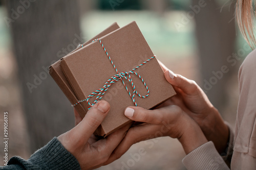 christmas gift close-up hands