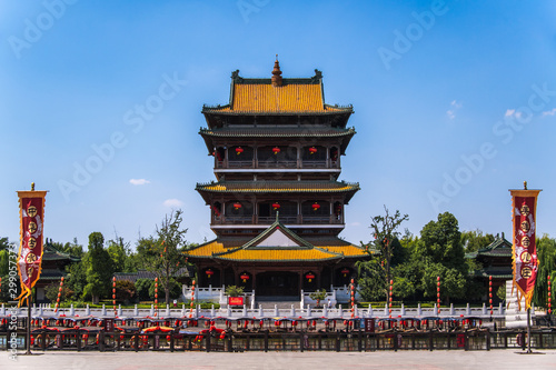 TAIERZHUANG, SHANDONG - JULY 1, 2019: Taierzhuang is located in Zaozhuang in Shandong, is the largest water town in China. Historically, it was an important hub along the Grand Canal, China.