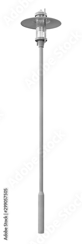 Modern street lamp in metal grey isolated on white background