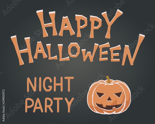 Toon flat vector illustration of Halloween pumpkin
