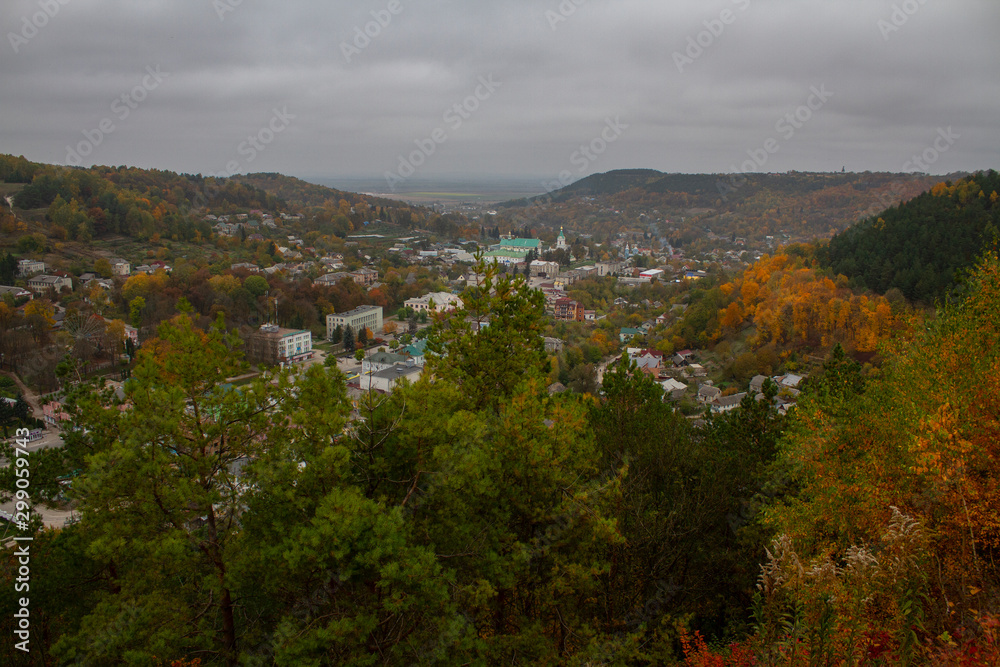 Panoramic view on the Kremenets town, Ukraine