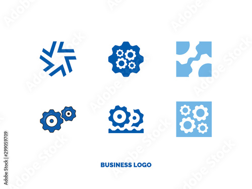 set of flat business logos stylized gears