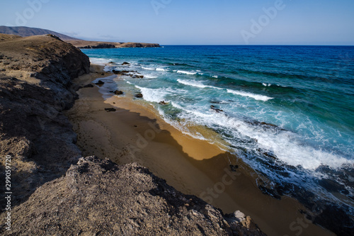 Beautiful golden sandy beaches on Papagayo peninsula on Lanzarote