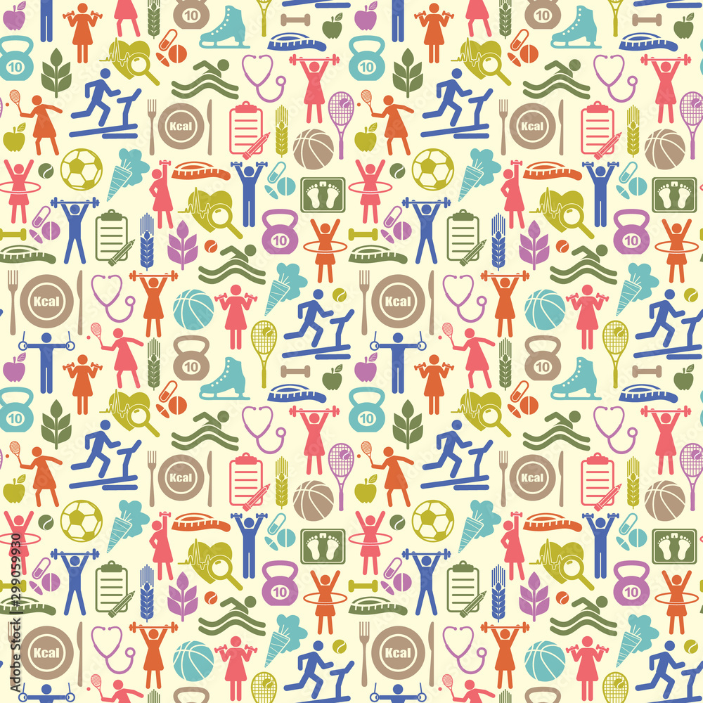 Fitness, sport seamless background Fitness, sport seamless background